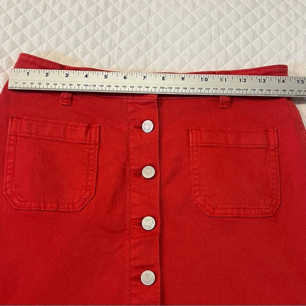 Vintage GAP Denim Red A-Line Skirt with Front Buttons Women's Size 27 - Picture 6 of 8